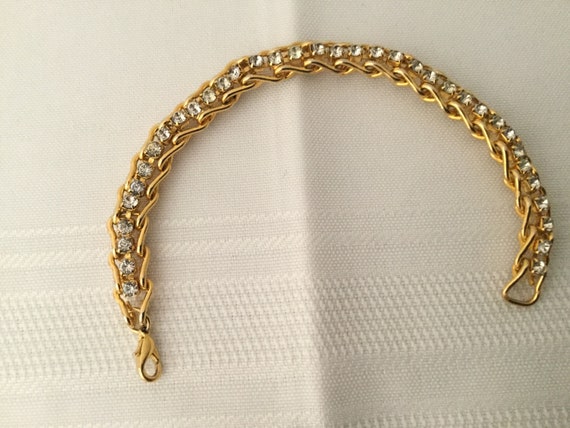 Vintage RHINESTONE Tennis Bracelet   Goldtone And… - image 6