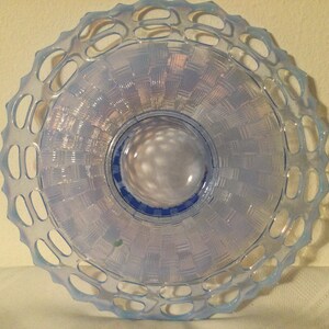 Vintage OPEN LACE BLUE Opalescent Plate/Dish  Double Lace Rim  Baby Blue Opalescent