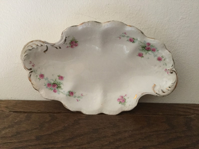 Vintage Flowered Dish Marked Glose China Trinket Dish