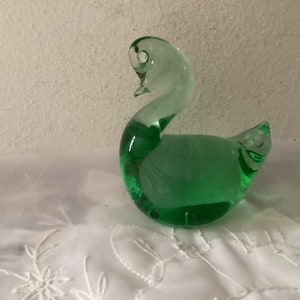 Sale***Vintage GREEN GLASS SWAN    Murano Head and Old Label. Sweet Collectible