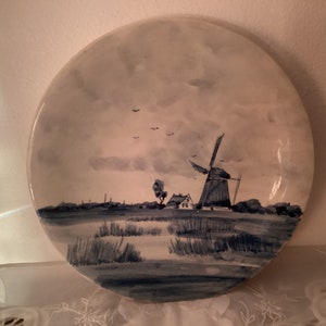 Sale***Old Vintage 8 Inch BLUE DELFT PLATE    Marked Holland And The Artist Name Geha