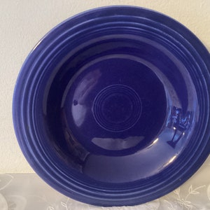 Vintage COBALT BLUE FIESTA Bowl   Wide Rim Soup Bowl. Unmarked but definitely Fiesta