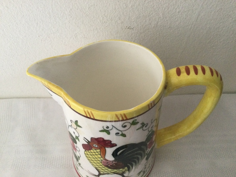 Vintage UCAGCO ROOSTER PITCHER Small Rooster Pattern 5 Rooster and Roses Pitcher Creamer