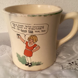 Sale**Old and Vintage LITTLE ORPHAN ANNIE Coffee Mug  1930s Wander Co. Chicago Makers of Ovaltine and Painted by Harold Gray Collectible Mug