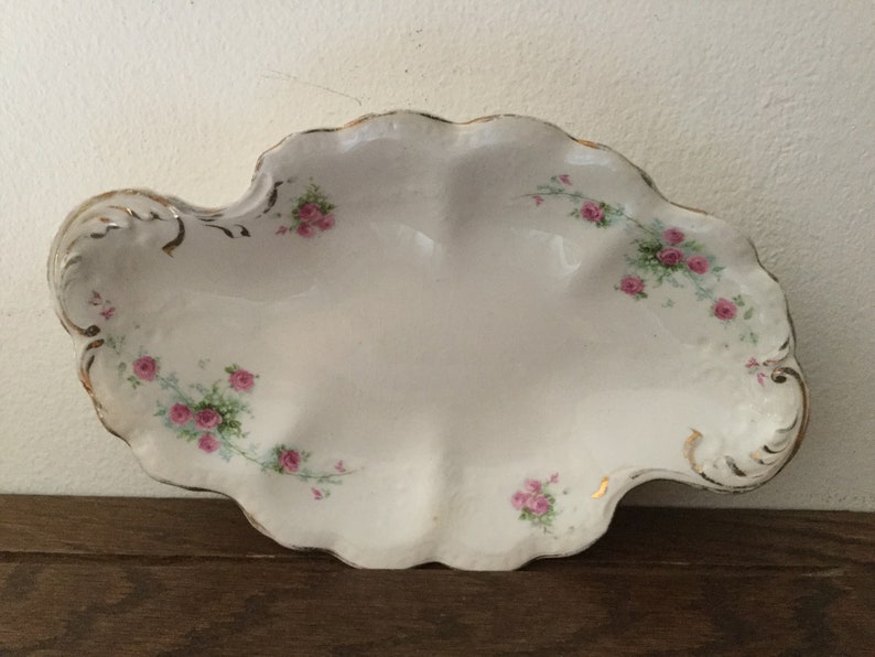 Vintage Flowered Dish Marked Glose China Trinket Dish