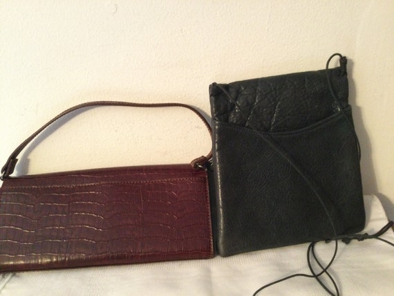 2 Vintage PURSES For One Price  Navy LEATHER Cros… - image 5