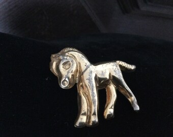 Old Time MEXICO SILVER PONY Brooch  Marked and Good Working C Clamp