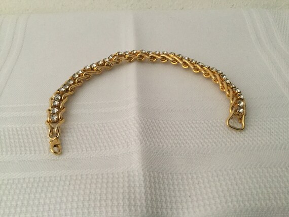 Vintage RHINESTONE Tennis Bracelet   Goldtone And… - image 5