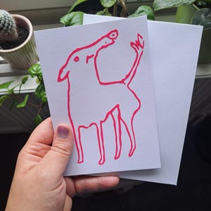 Hot pink greyhound, greeting card with envelope
