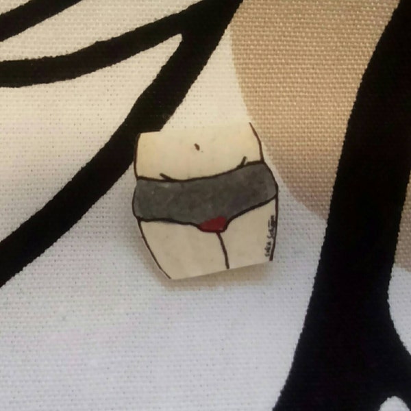 Bloody panties, small handmade brooch