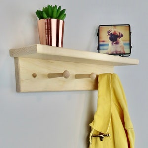 Unfinished Shaker Peg Coat Hat Rack With Shelf 18&quot;
