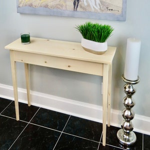 Unfinished Pine Shaker Console Sofa Wall Table With Tapered Legs-36&quot; long x 11.25&quot; deep x 30&quot; tall
