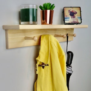 Unfinished Shaker Peg Coat Hat Rack With Shelf 24&quot;