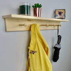 Unfinished Shaker Peg Coat Hat Rack With Shelf 30&quot;