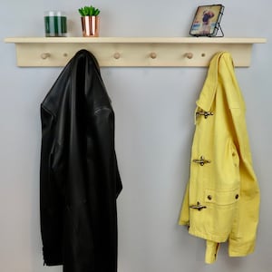 Unfinished Shaker Peg Coat Hat Rack With Shelf 36&quot;