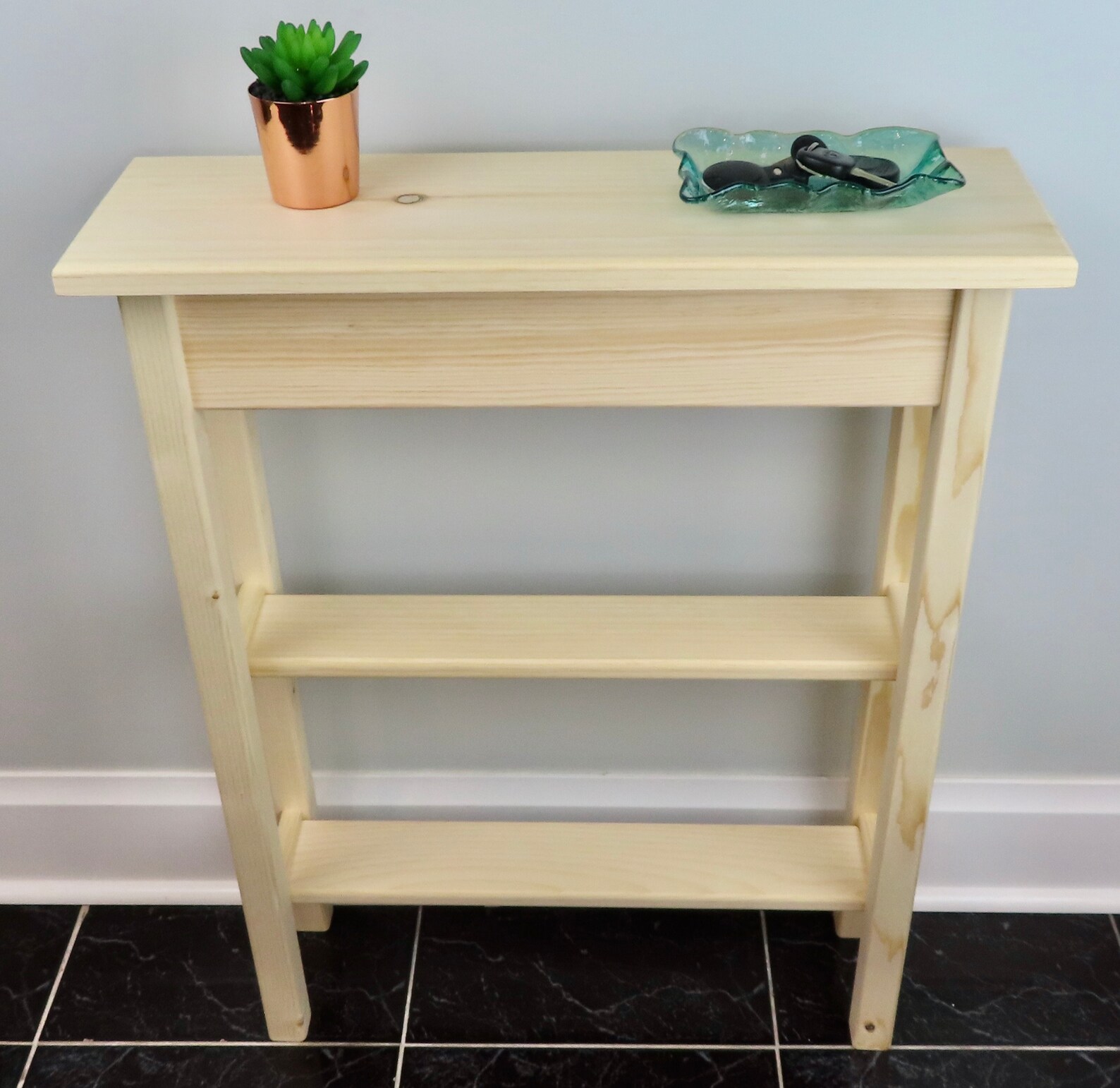 Unfinished Pine Narrow Shaker Console Sofa Wall Table With 2 Etsy