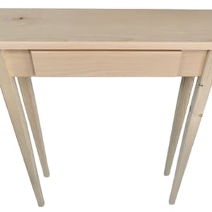Unfinished Pine Narrow Shaker Console Sofa Wall Table With False Drawer- 24&quot; long x 7.5&quot; deep x 30&quot; tall
