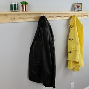 Unfinished Shaker Peg Coat Hat Rack With Shelf 60&quot;