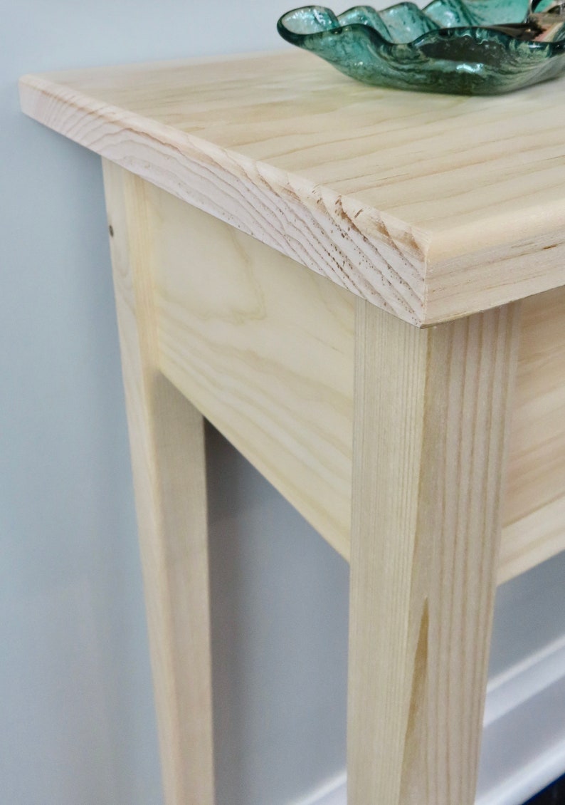 Unfinished Pine Shaker Console Sofa Wall Table With Tapered Etsy