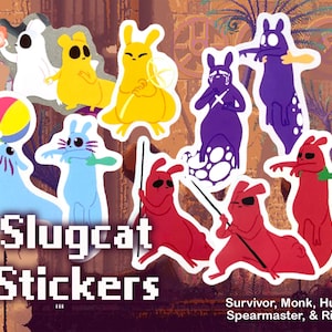 Slugcat Stickers, Survivor, Monk, Hunter, Spearmaster, Rivulet | Rain World