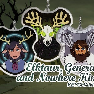 Elktaur, Nowhere King, and General Keychains, double-sided | Centaurworld