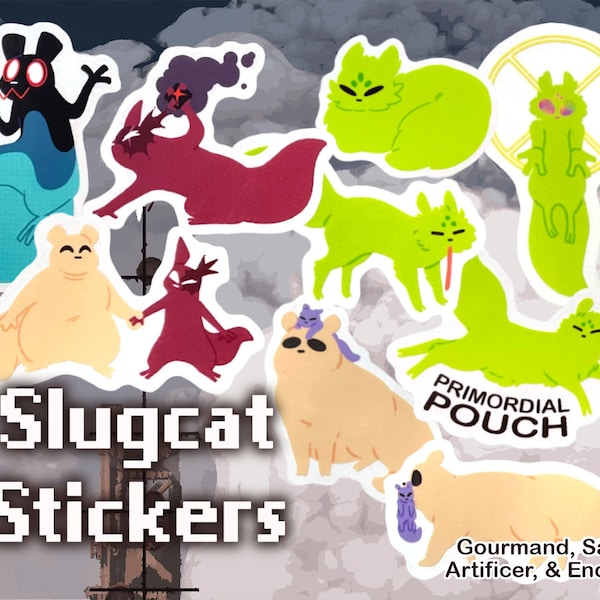 Slugcat Stickers, Gourmand, Saint, Artificer, Enot/Inv | Rain World