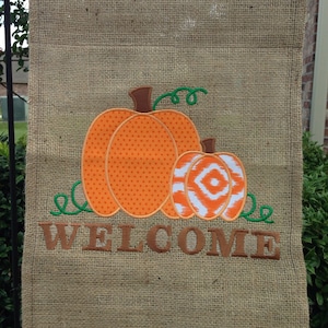 Pumpkin burlap yard flag