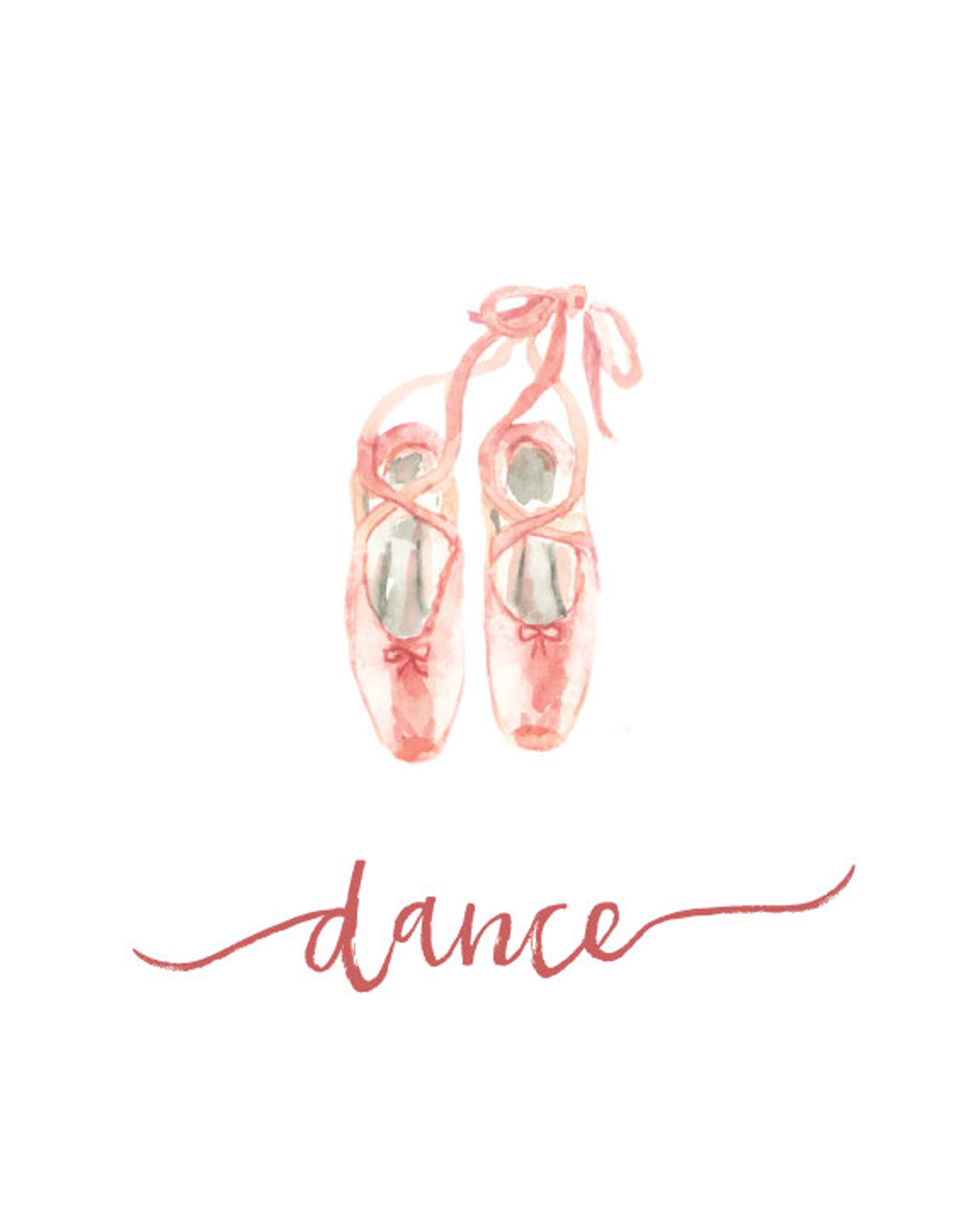 ballet art print - pink ballet shoes - dance - watercolor art print - nursery decor - various sizes - modern art ballet art print - pink ballet shoes - dance - watercolor art print - nursery decor - various sizes - modern art