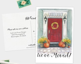 We've Moved Postcards - Fall Theme - Watercolor Moving Announcement Cards - Set of 15, 30, or 60 - Change of Address