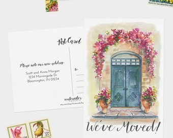 We've Moved Postcards - Watercolor Moving Announcement Cards - Set of 15, 30, or 60 - Change of Address
