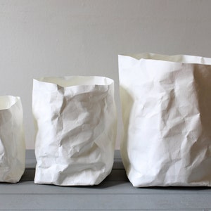 White paper bag, washable paper pot, basket, bins, storage, simple living, Minimalistic, Nordic, Scandinavian, Nursery, wabi-sabi