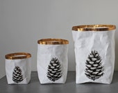 Paper bag storage, Pine Cone, Woodland, Minimalistic, Nordic, Scandinavian, Stylish storage, organized home, natural, eco, Christmas, gift