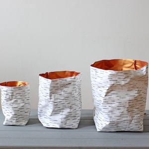 Birch Bark design paper baskets, washable paper bags, Nordic Style, Scandinavian, interior decor, Easter image 2