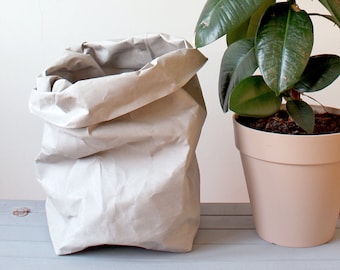 Paper bag, washable paper basket, storage, planter, hamper, minimalistic