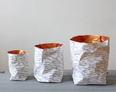 Paper bag, washable paper, Birch Bark design, Nordic Style, Natural, Rustic, planter, Scandinavian, eco, Christmas decor