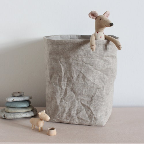 Linen Basket Linen Storage Bag Washable Paper Bag Kitchen Etsy