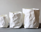 White paper bag, washable paper pot, basket, bins, storage, simple living, Minimalistic, Nordic, Scandinavian, Nursery, wabi-sabi