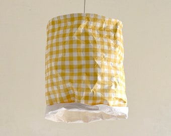 Gingham pattern paper lampshade, checkered lamp, choice of colours, washable paper lampshade, pendant lamp, light, lighting
