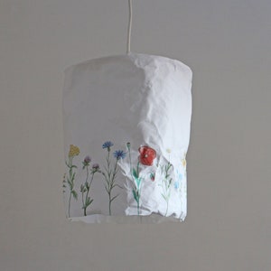 Summer lampshade, meadow flowers lampshade, washable paper lampsahde, pendant lamp, light, lighting