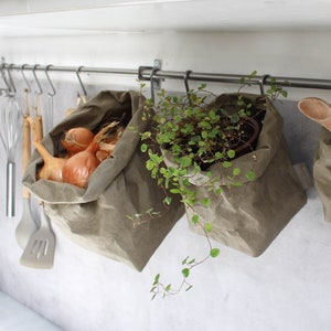 Cestas colgantes, almacenamiento de cocina, almacenamiento de pared, bolsas de papel lavables, jardineras de pared, organizador de pared