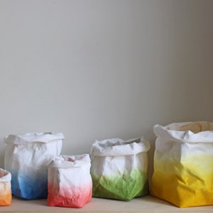 Colourful paper bags, various ombre colours, washable paper, beautiful storage, home decor, spring, summer