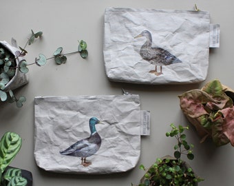 Duck purse, zip pouch. washable paper, cosmetic bag, glases case, multifunctional bag, essentials bag