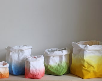 Colourful paper bags, various ombre colours, washable paper, beautiful storage, home decor, spring, summer