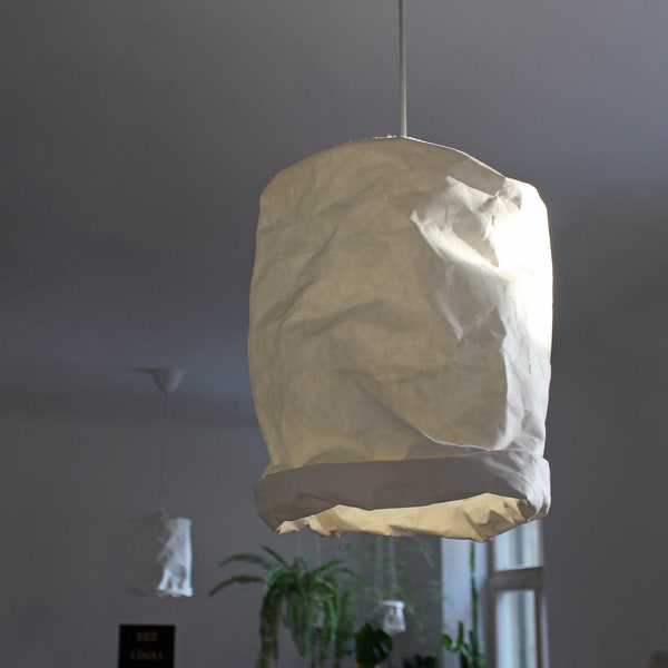 Abat-jour en papier, abat-jour en papier lavable, lampe blanche, lampe design, suspension, lampe, luminaire, wabi-sabi