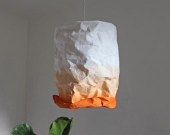 Abat-jour en papier coloré, abat-jour en papier lavable, suspension, lampe, éclairage, duvet de pêche