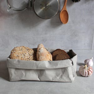 Washable Paper Bread Basket, Rustic Italian Kitchen Storage, bread bag