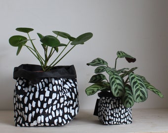 Black and white, washable paper bag, paper storage basket, abstract pattern print, animal fur print, home decor, planter