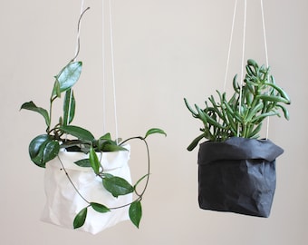 Hanging planter, washable paper planter, plant pot, interior decor, urban jungle, green living, gift for plant lover