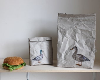 Sac à lunch, sac en papier réutilisable, sac en papier lavable, rangement des aliments, minimaliste, sac écologique