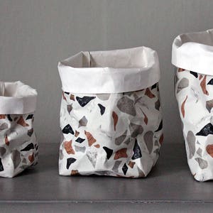 Stylish storage, Terrazzo pattern washable paper bag, paper storage basket, abstract pattern, granite, monochrome, modern home image 3